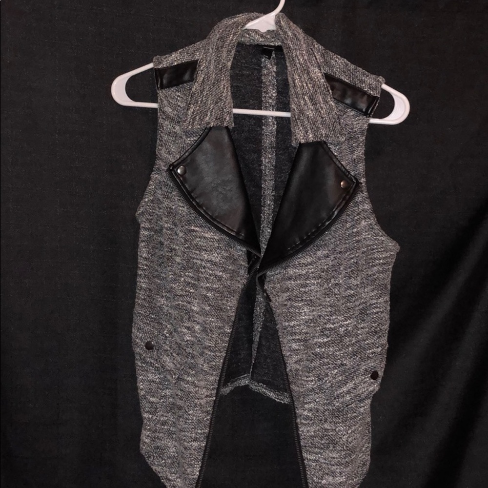 Leather detail vest